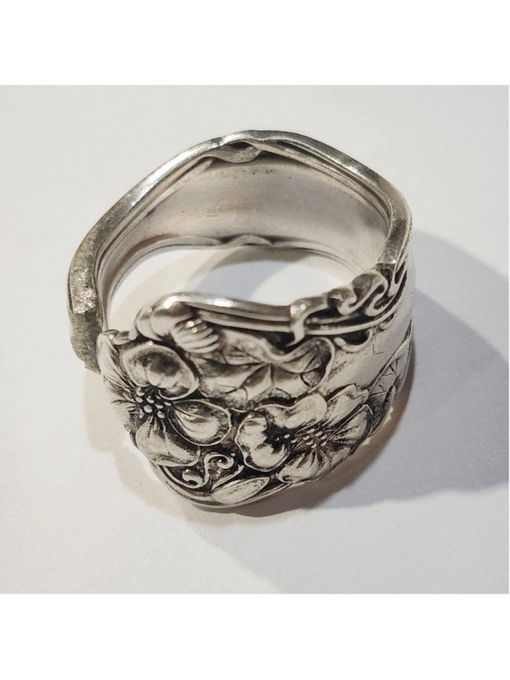 Elegant floral Ring size 11 silverwear spoon ring